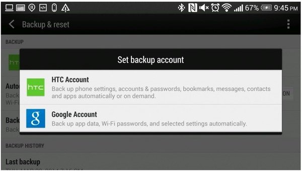 Ustaw HTC Backup