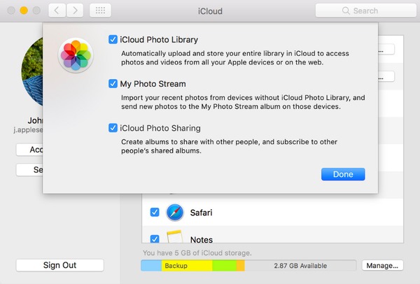 Activer la sauvegarde de photos iCloud