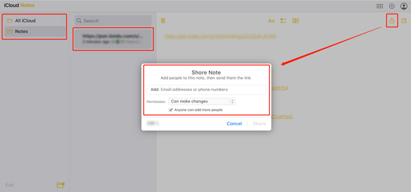 Condividi le note su iPhone utilizzando iCloud