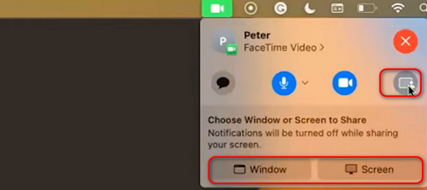 Sdílet obrazovku Mac Facetime