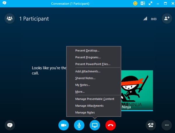 Dela Skype-skärmen direkt
