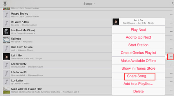 Share Songs via AirDrop