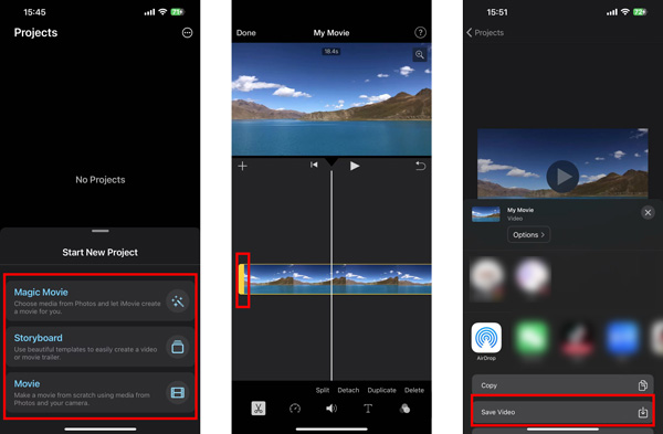 Verkort een video op iPhone met iMovie