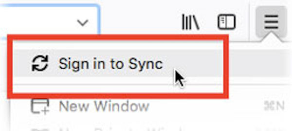 Sign in Firefox Sync