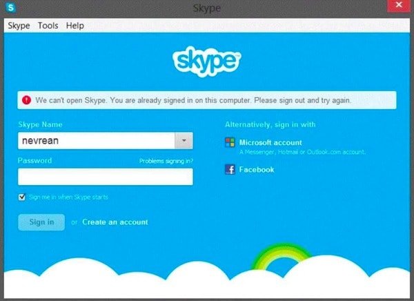 Entre no Skype