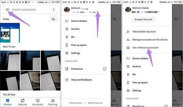 Se déconnecter de Google Photos