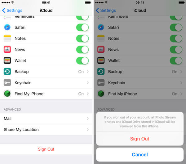 uitloggen iCloud-account