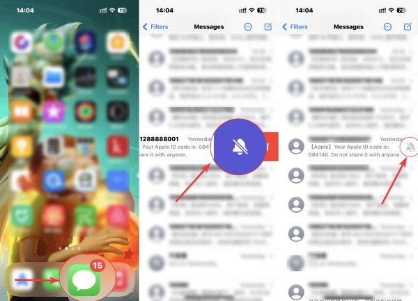 Slient Message iPhone et désactiver une conversation