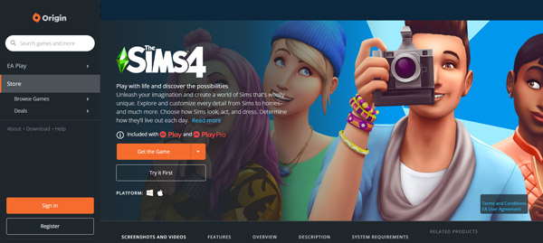 Sims 4 Töltse le a Mac-et az ea Origin webhelyről