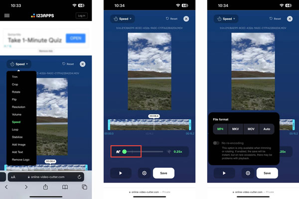 Reduzca la velocidad de un video en iPhone 123apps en línea