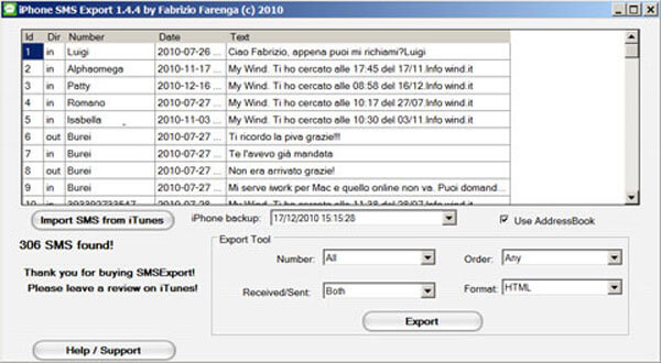 SMS Export