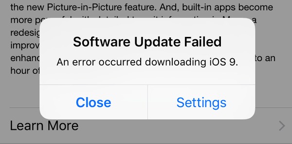 Software Update Failed