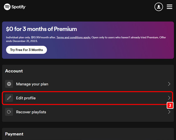 Spotify Profil szerkesztése