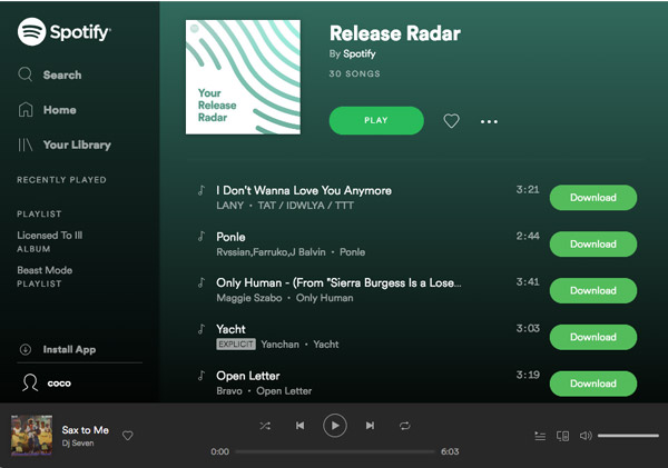 Descarga de música de Spotify