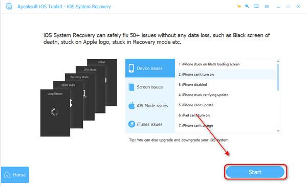 Start IOS Systeemherstel Apeaksoft