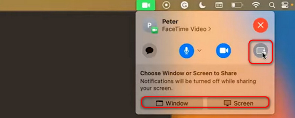 démarrer le partage d'écran FaceTime Mac