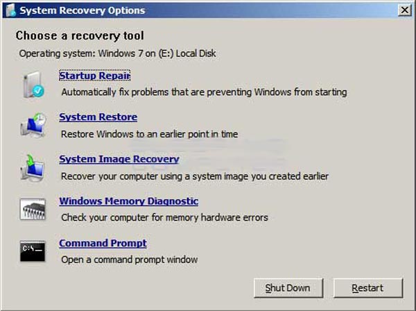 Start System Recovery Options