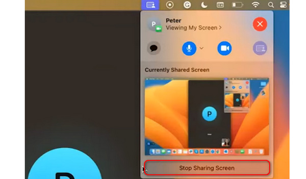 Arrêter de partager l'écran FaceTime Mac