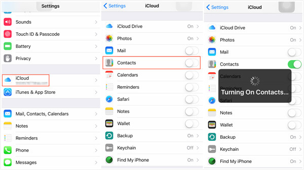 Copy Contacts via iCloud