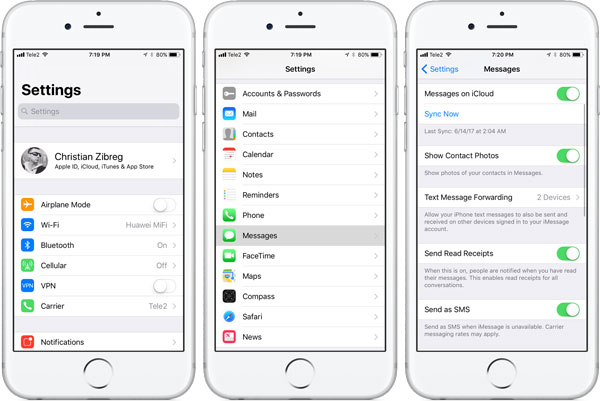 Synchronizuj iPhone'a iMessage