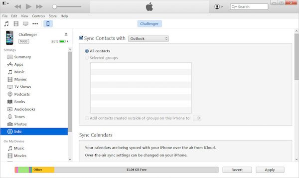 Synkronisera iPhone-kontakter med iTunes