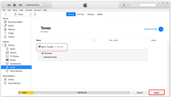 Sincronize toques personalizados do iTunes com o iPhone