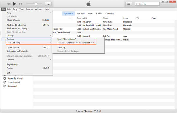 Synchronizace hudby s iTunes