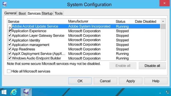 すべてのマイクロソフトサービスを無効にする