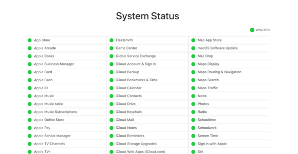 Systeemstatus Apple