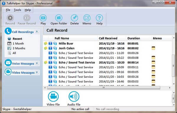 Enregistreur d'appel TalkHelper pour Skype