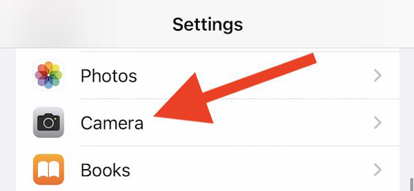 Коснитесь параметра «Камера».