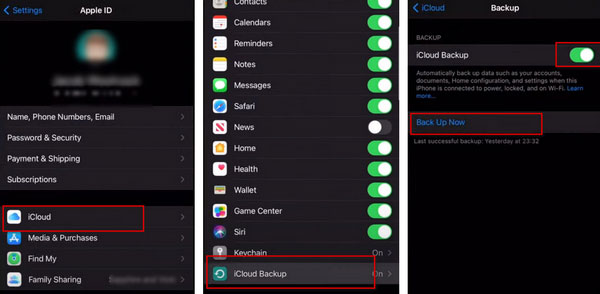 Schakel iCloud-back-up in