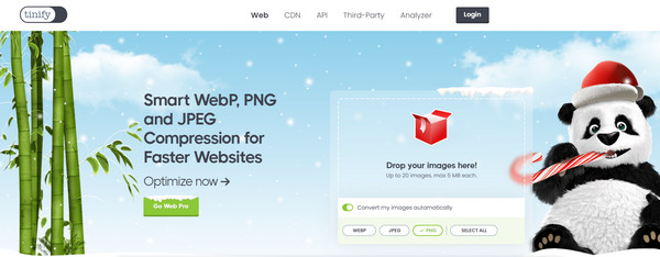 TinyPNG Web ページ