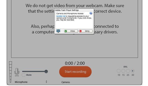 Grabador de video en línea de la cámara web Toolster