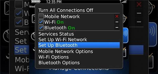 Передача Blackberry через Bluetooth