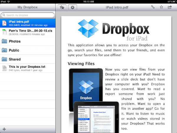 Overfør filer med Dropbox