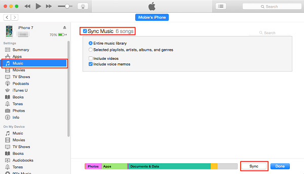 Musique entre iPhone et iTunes