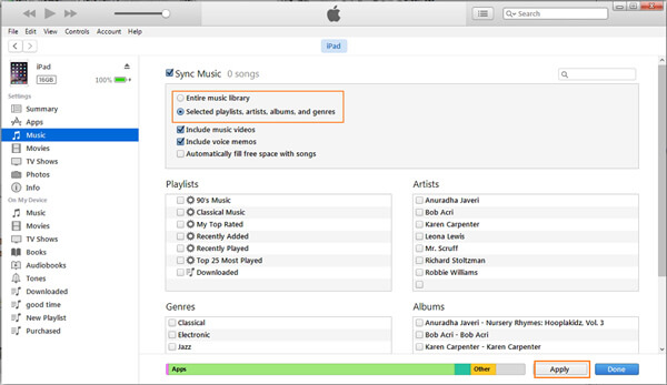 Transferir música para o iTunes