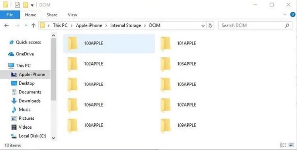 ファイルエクスプローラで写真を転送する