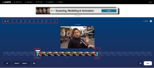 Trimmen Sie ein GIF Online 123Apps GIF Cutter