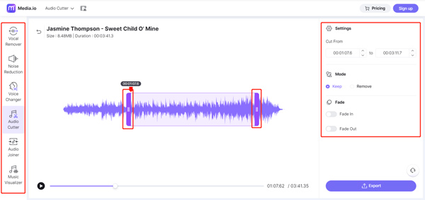 Przycinanie MP3 Media Io Online Audio Cutter