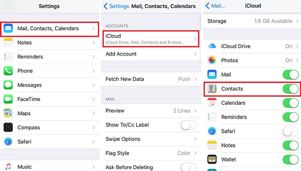 Kapcsolja be az iCloud névjegyeket