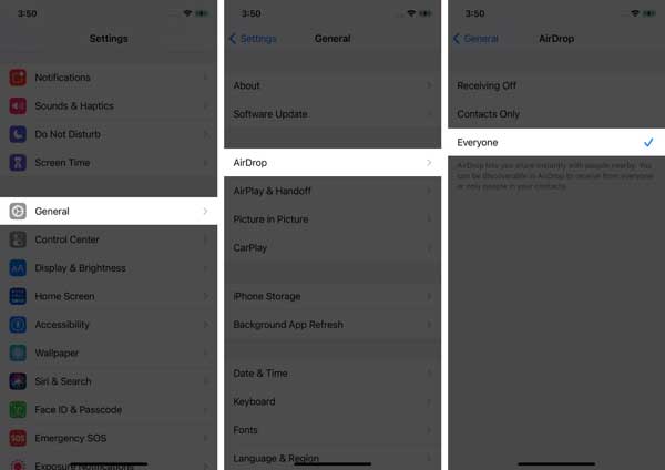 Włącz widoczność iPhone'a AirDrop dla wszystkich