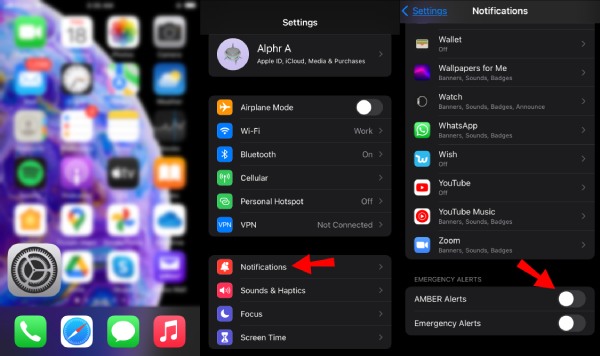 Deaktivieren Sie Amber Alerts iPhone