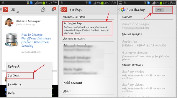 turn off auto backup on samsung