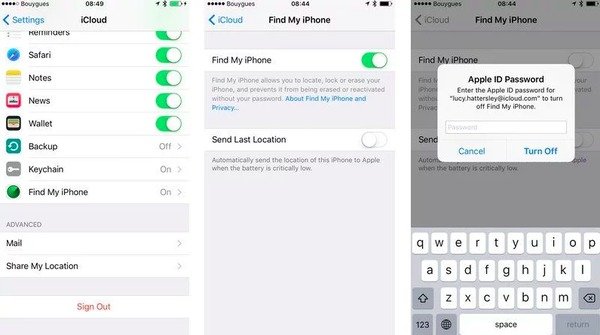Turn Off Find My iPhone