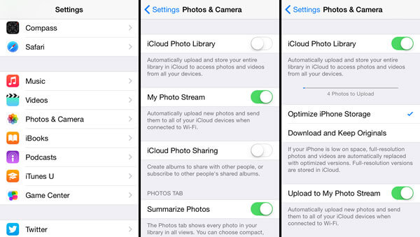 Desactivar la biblioteca de fotos de Icloud