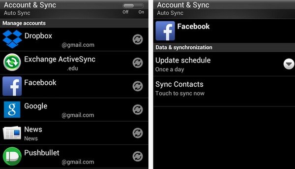 Vypnout synchronizaci pro Facebook