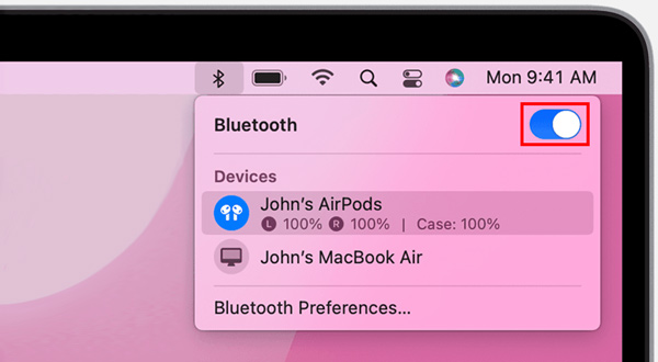 Slå fra Slå Bluetooth til på Mac