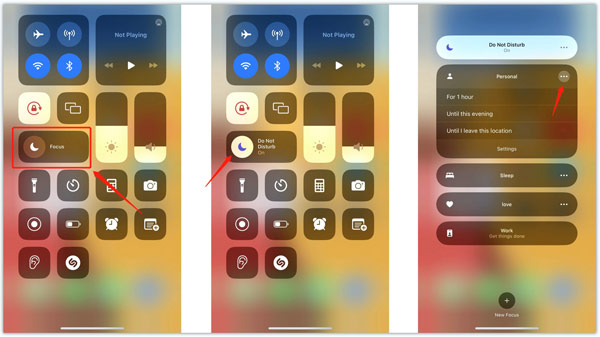 Fturn on Focus on iPhone in Control Center